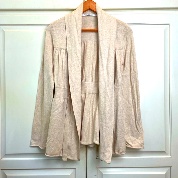 Athleta Niyama Cashmere Blend Wrap Cardigan Sweater Cream Shawl Collar EUC XXS - Picture 3 of 12
